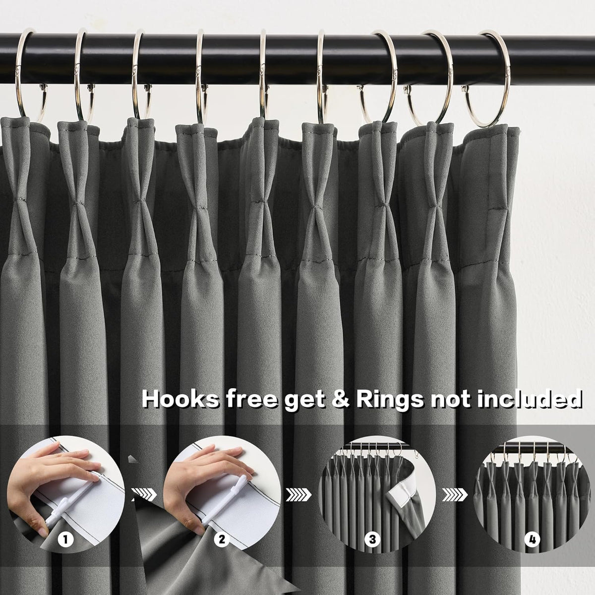 KEQIAOSUOCAI 94 Inch Pinch Pleat Living Room Curtains & Drapes 2 Set, Thermal Insulated Cabin Accordion Style Vertical Pleat Draft for Bedroom 40 x 94-inch(40 Wide Each Panel,Grey Color)