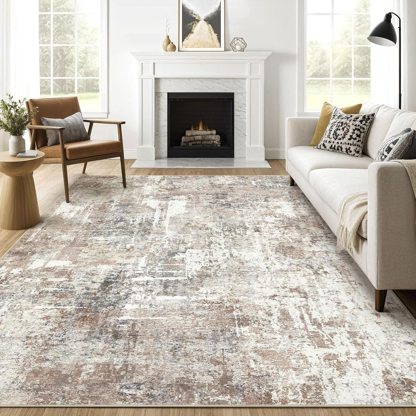 7x10 Area Rug Living Room: Washable Large Abstract Modern Soft Rugs Stain Resistant Indoor Floor Non-Slip Accent Carpet for Young Career Worker Aged 25-34 - Bedroom Playroom Office Dining Room