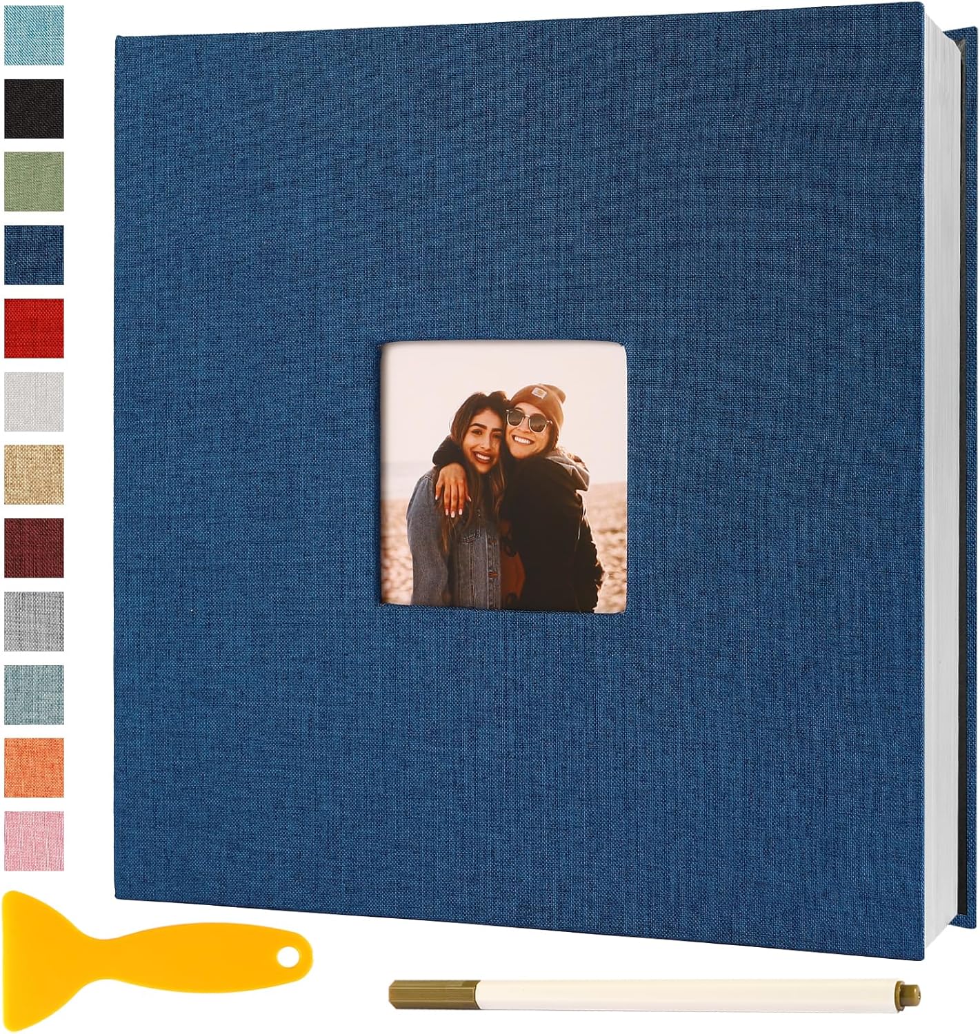 Photo Album Self Adhesive Pages Scrapbook Magnetic Photo Albums for 4x6 5x7 8x10 Pictures Sticky Pages Books for Baby Family Wedding 11x10.6 Blue 60 Pages