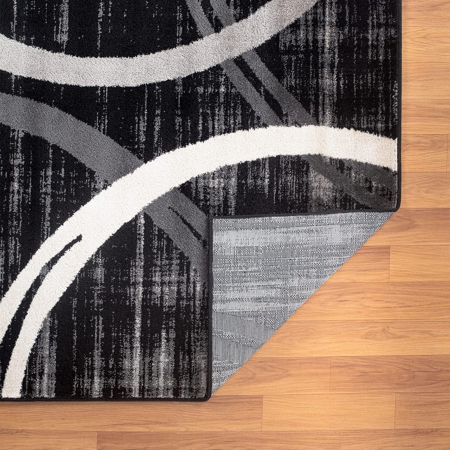 Rugshop Modern Wavy Circles Design Runner Rug 2' x 10' Black