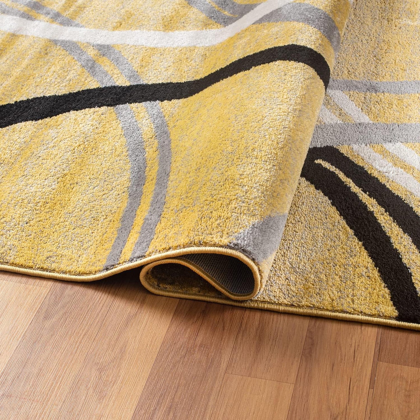 Rugshop Modern Wavy Circles Design Area Rug 7'10" x 10'2" Yellow