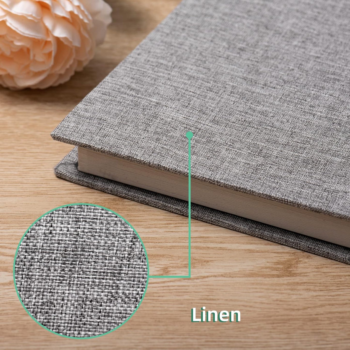 Large Photo Album Self Adhesive Scrapbook Album for 4×6 8×10 Pictures DIY Magnetic Linen Cover Album 60 Pages for Family Wedding Gifts with Metal Pen and Plastic Board