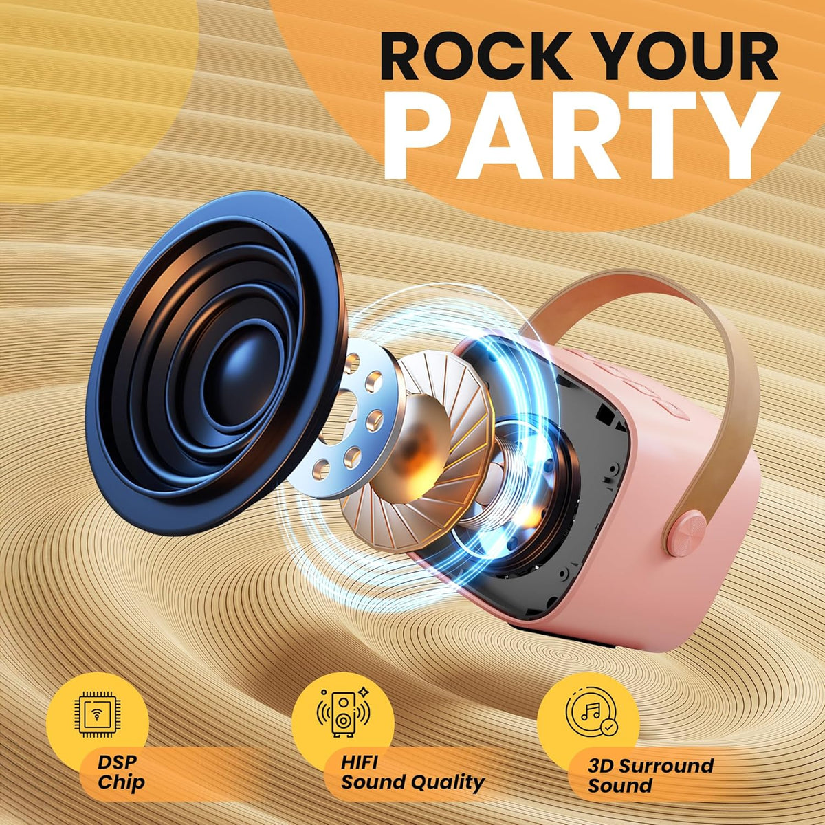 YLL Mini Karaoke Machine for Kids Adults: Portable Loud Speaker with 4 Wireless Microphones -Most Popular Birthday Party Gifts for Girls Boys 3, 4, 5, 6, 7, 8, 9, 10+ Year Old Toys (Pink-4 Mics)