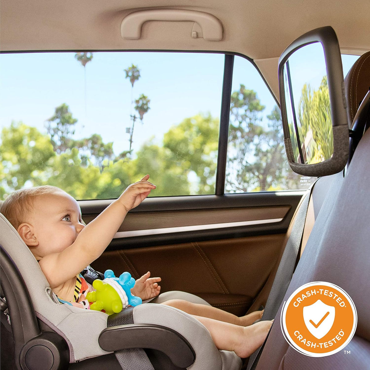 Munchkin Baby Car Mirror for Rear Facing Car Seats, Pivot 360 Baby in-Sight Adjustable Auto Mirror, Black, 2 Pack