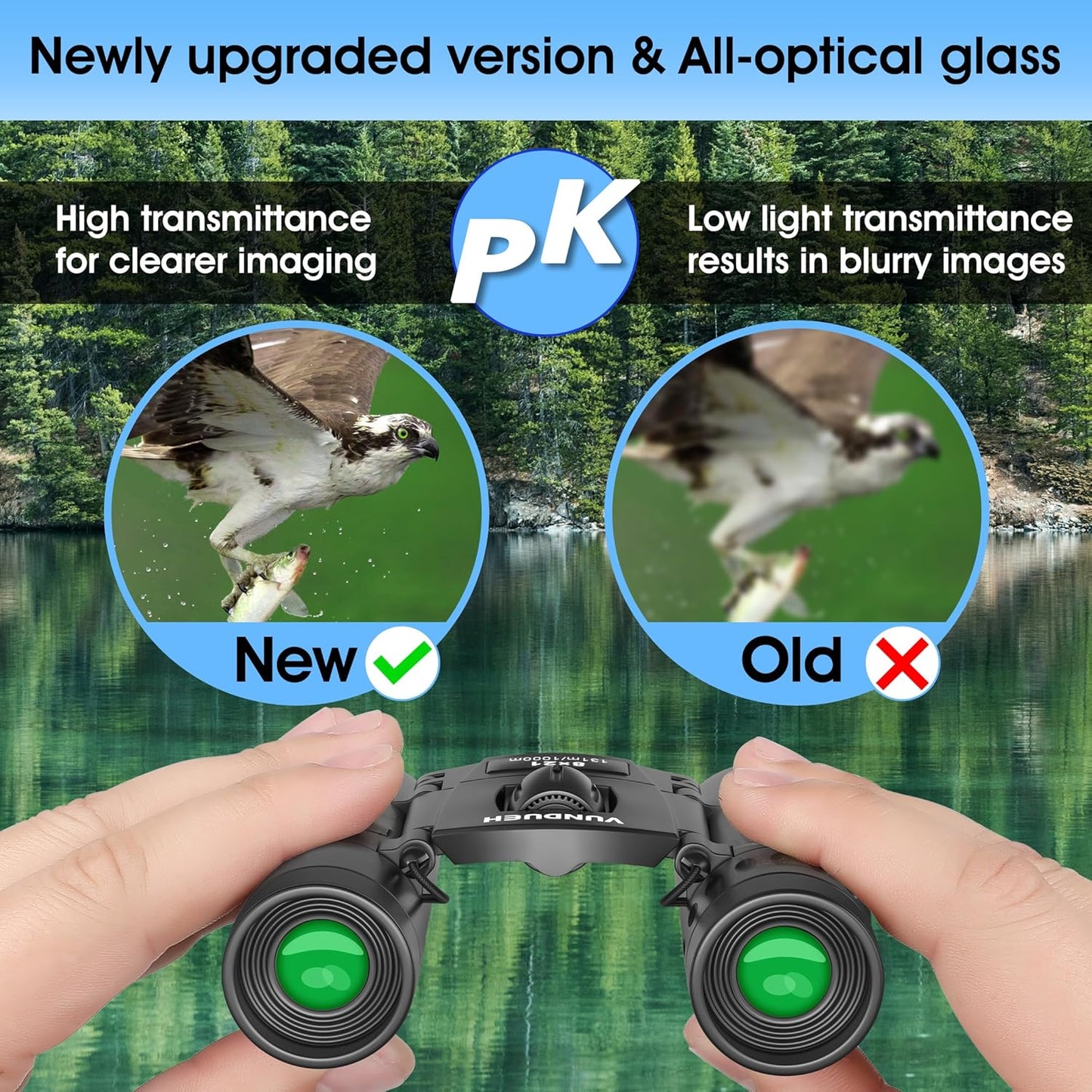 Compact HD Binoculars for Adults and Kids, Children Small High Powered Binoculars with Clear Low Light Night Vision, Mini Pocket Lightweight Waterproof for Hunting Bird Watching Travel Concert
