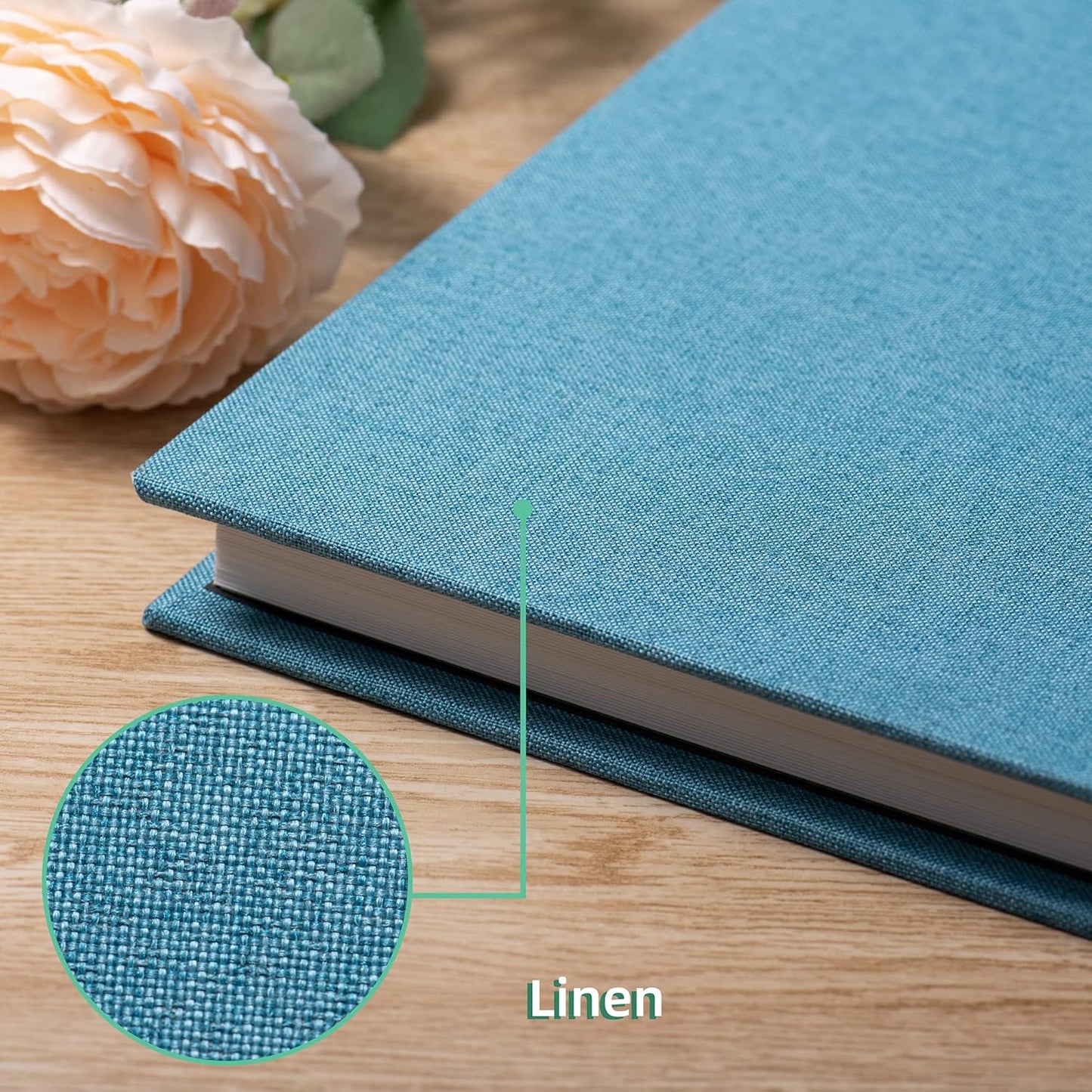 Large Photo Album Self Adhesive Scrapbook Album for 4×6 5×7 8×10 Pictures DIY Magnetic Linen Cover Album 40 Pages for Family Wedding Gifts with Metal Pen and Plastic Board