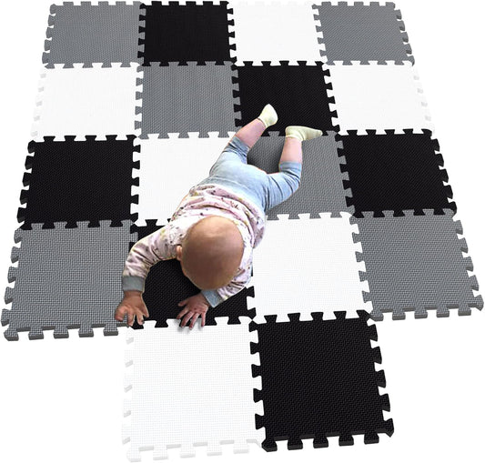MQIAOHAM® 18 Pieces Puzzle Play Mats, Soft Baby Play Mat, Kids Interlocking Foam Floor Tiles, Toddlers Carpet Playmats G301018-101104112