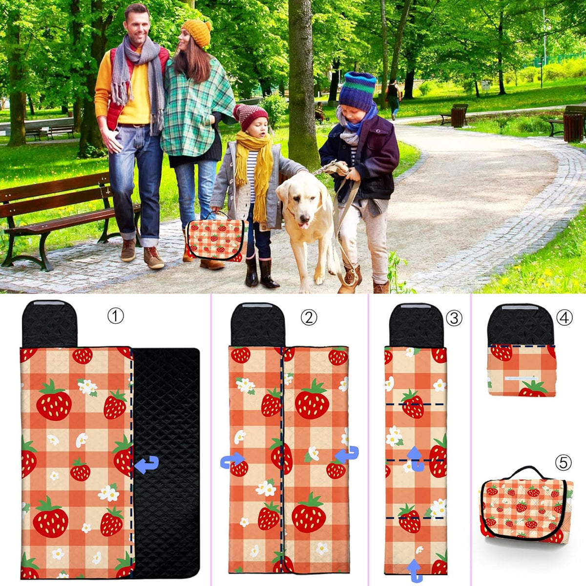 Extra Large Picnic Blanket Waterproof,80"x 80"Foldable Machine Washable Beach Blanket,Outdoor Blanket for 6-8 Adults,Suitable for Indoor Crawling,Park Beach,Camping,Hiking,Family Travel(Orange)