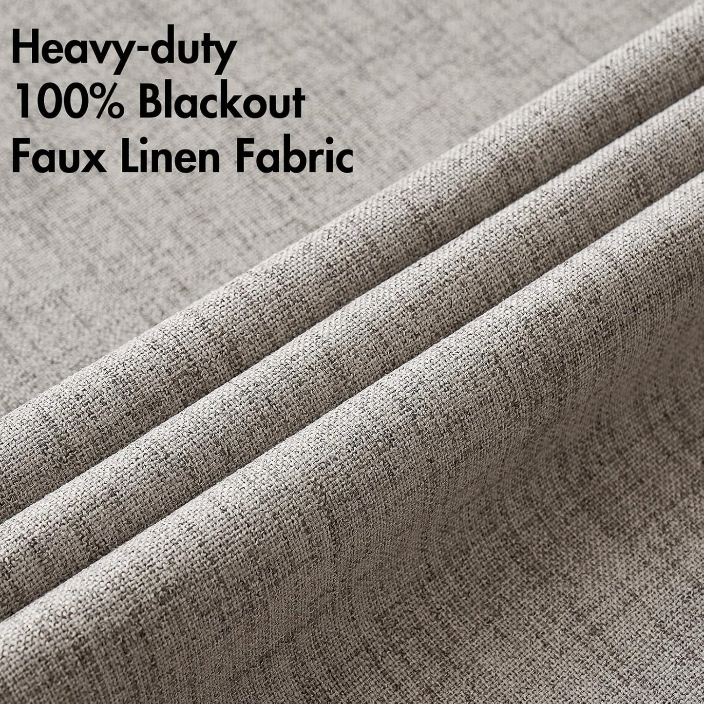 MIULEE 100% Blackout Linen Textured Curtains for Bedroom Solid Thermal Insulated Warm Taupe Grommet Room Darkening Curtains & Drapes Luxury Decor for Living Room Nursery 42 x 84 Inch (2 Panels)