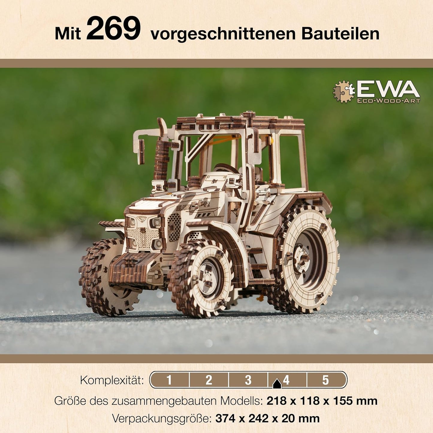 Tractor BELARUS-82 Model - Exquisite Collectible Mechanical 3D Wooden Puzzle for Adults, Perfect Shelf Display for Home or Office