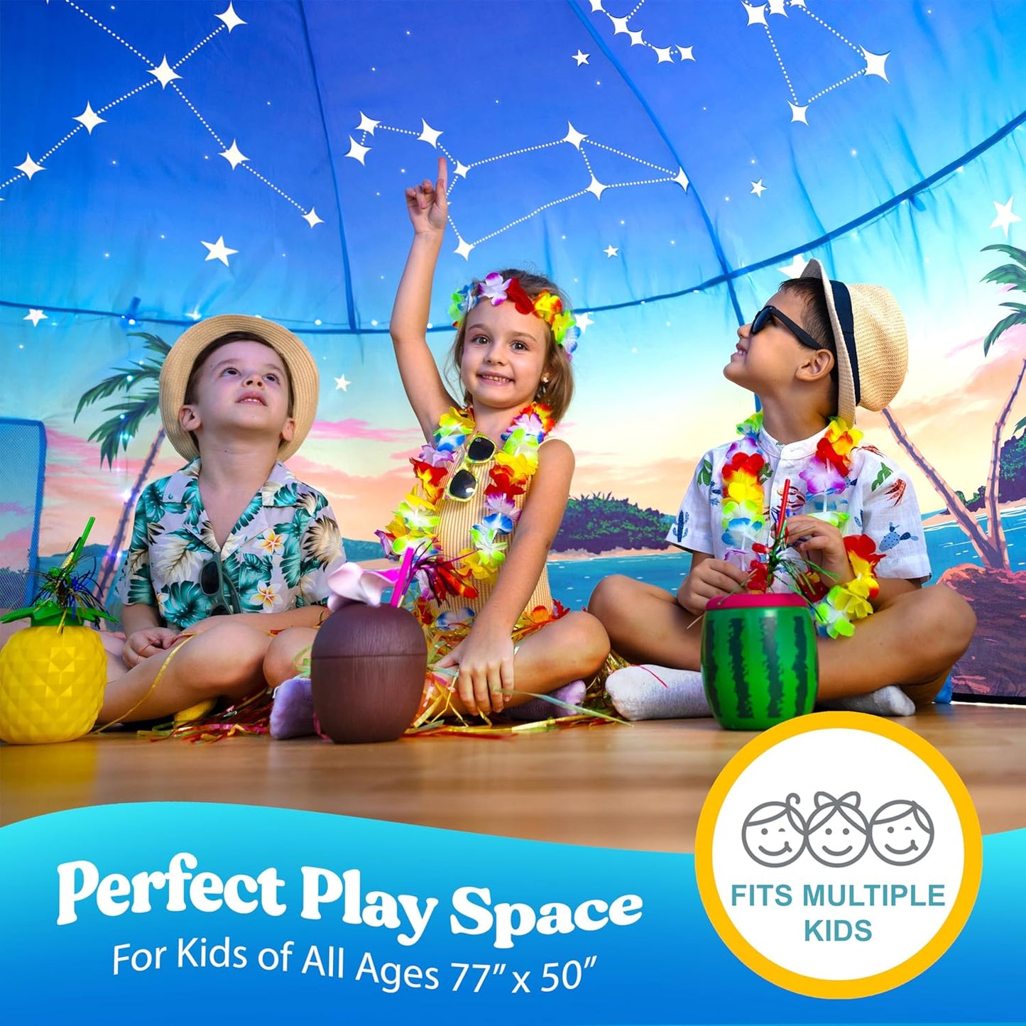 W&O Starlit Oasis with LED Lights & Sound – Glow-in-The-Dark Constellations for an Enchanting Stargazing Adventure – for Kids Ages 3-12 (Fan Not Included)