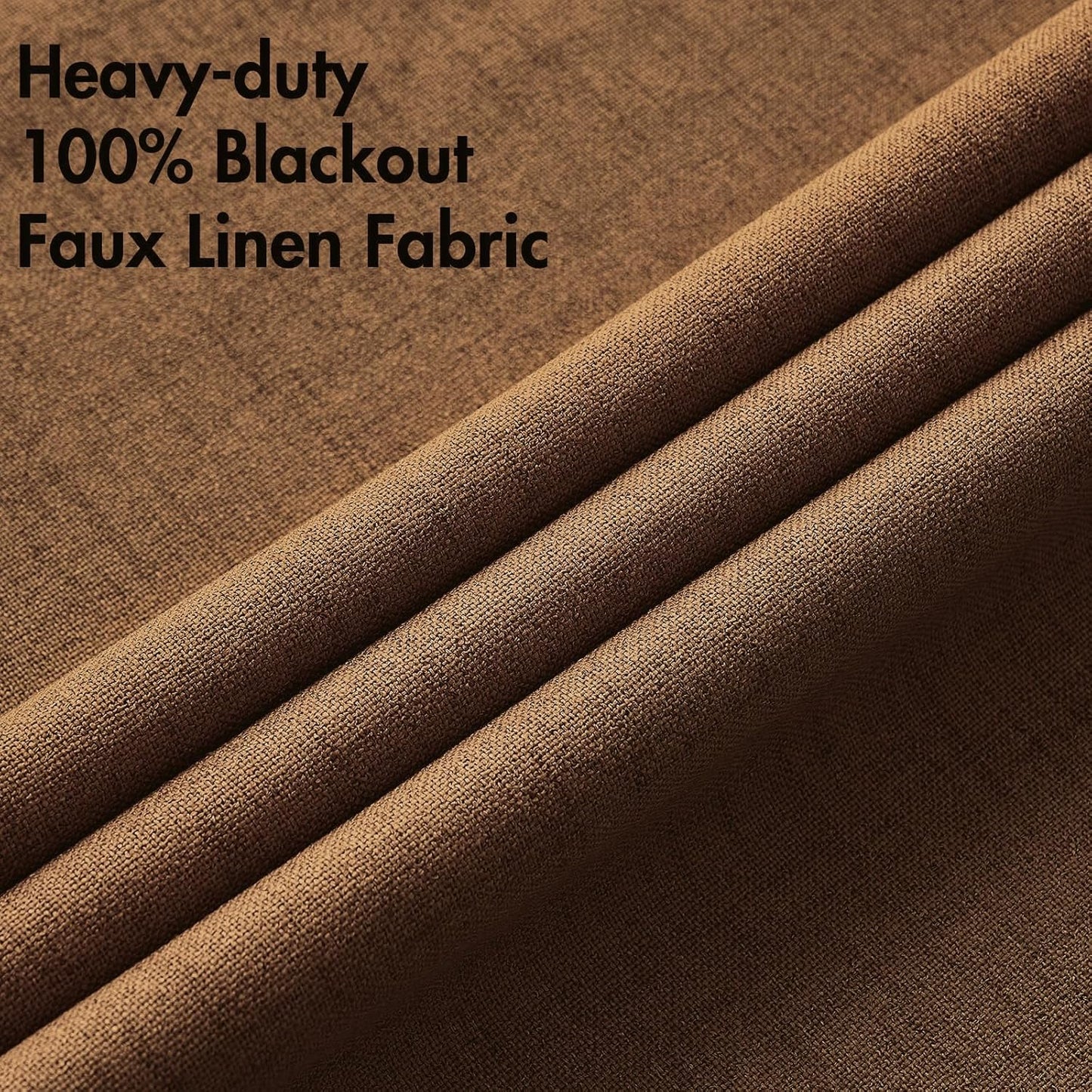 MIULEE Linen Curtains for Bedroom 100% Blackout Thermal Insulated Brown Grommet Room Darkening Curtains & Drapes Fall Decor for Living Room Nursery 52 x 54 Inch (2 Panels)