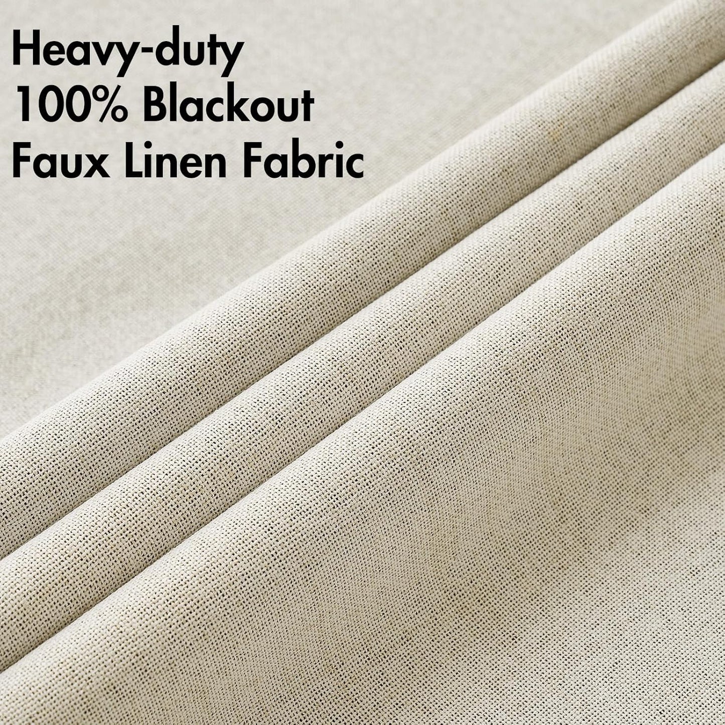 MIULEE 100% Blackout Linen Textured Curtains for Bedroom Solid Thermal Insulated Cream Grommet Room Darkening Curtains & Drapes Luxury Decor for Living Room Nursery 52 x 72 Inch (2 Panels)