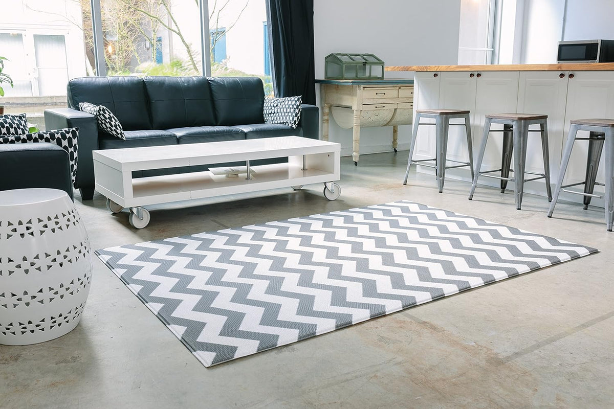 Baby Care Play Mat (Large, Zig Zag - Black) 82'' x 55'' Original One-Piece Reversible Rollable Waterproof Play Mat for Infants, Babies, Toddler, and Kids
