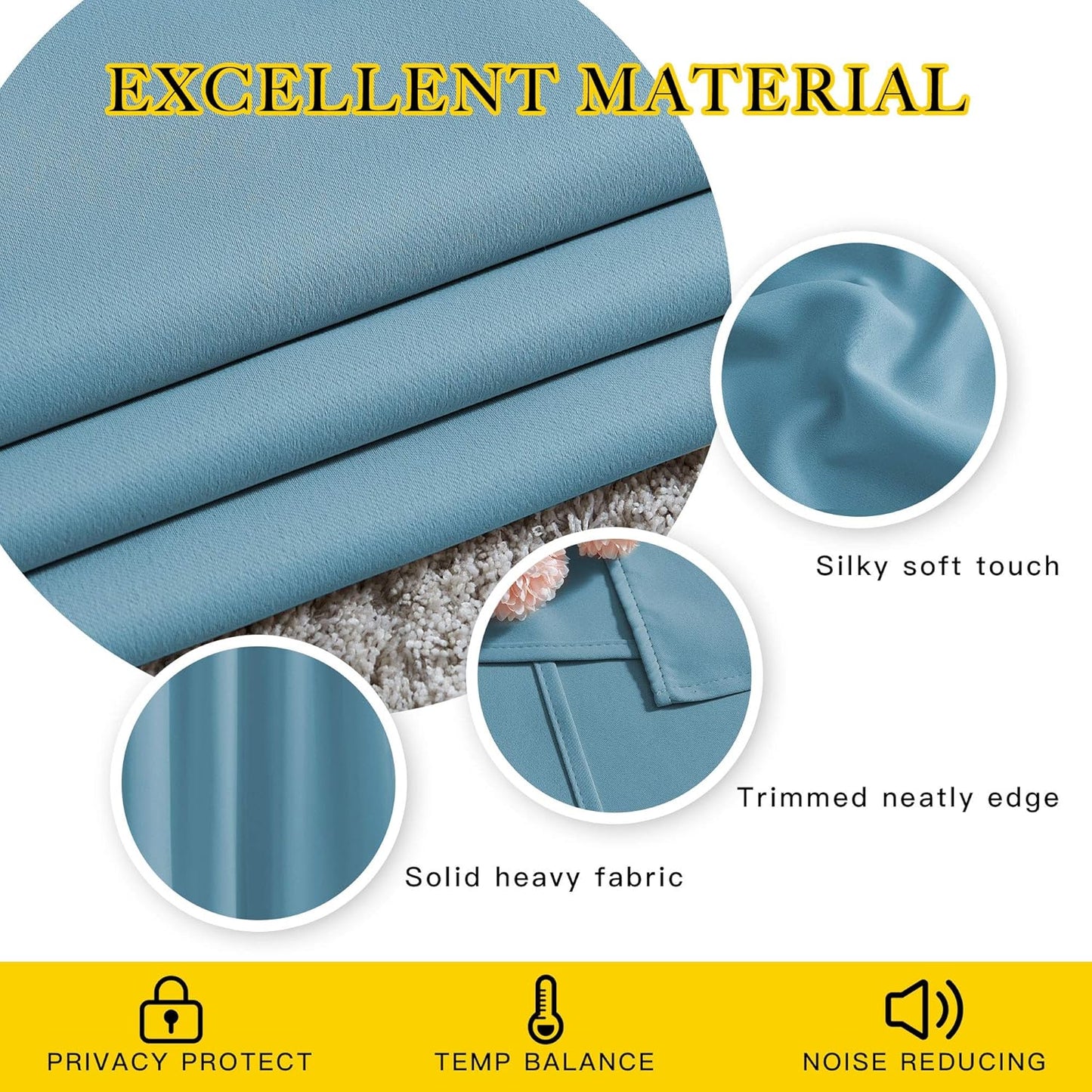 NICETOWN Teal Blue Curtains 96 inches Long, Grommet Thermal Insulated Blackout Curtains Privacy Window Treatments for Boys Room/Living Room, W46 x L96, 2 Panels
