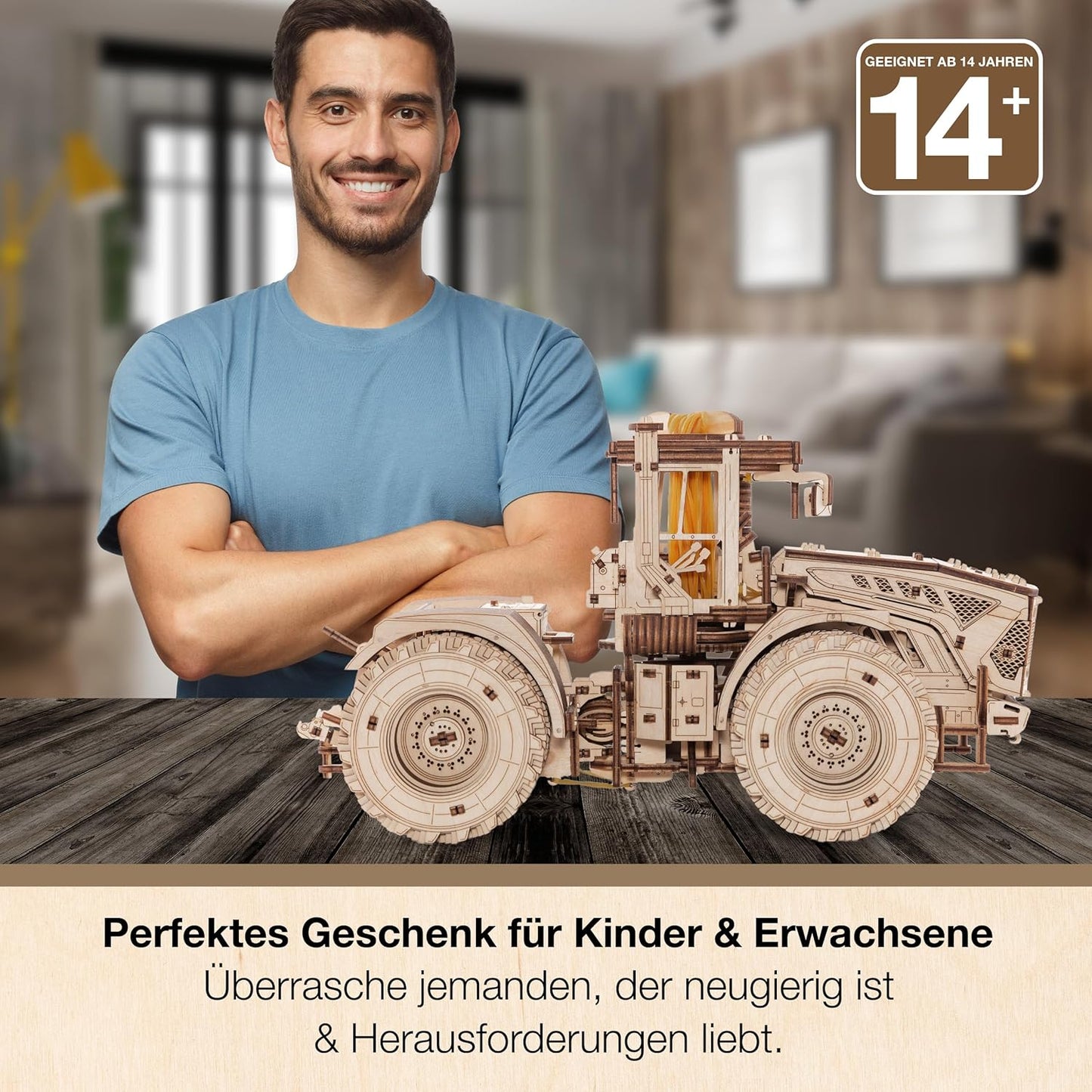 KIROVETS K-7M Three-Dimensional Mechanical Tractor-Puzzle for Adults and Teenagers-Collection Without Glue-596 Details, Colour Nature