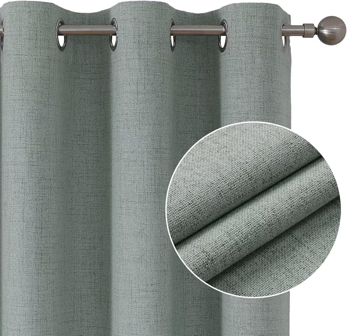 Joydeco Custom Sage Green Textured Total Blackout Curtain for Bedroom and Living Room. Grommet Textured Thermal Insulated Room Darkening Curtain 1 Panel (Custom Size and Color)