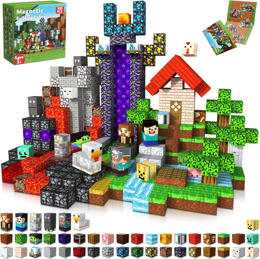 Magnetic Blocks - 500 PCS Magnetic Building Blocks Cubes, Magnet Toys for Kids Age 3+, Toy Building Set for Kids, Magnets Stacking Construction Birthday Gifts for Boys Girls Age 4-8, 8-12