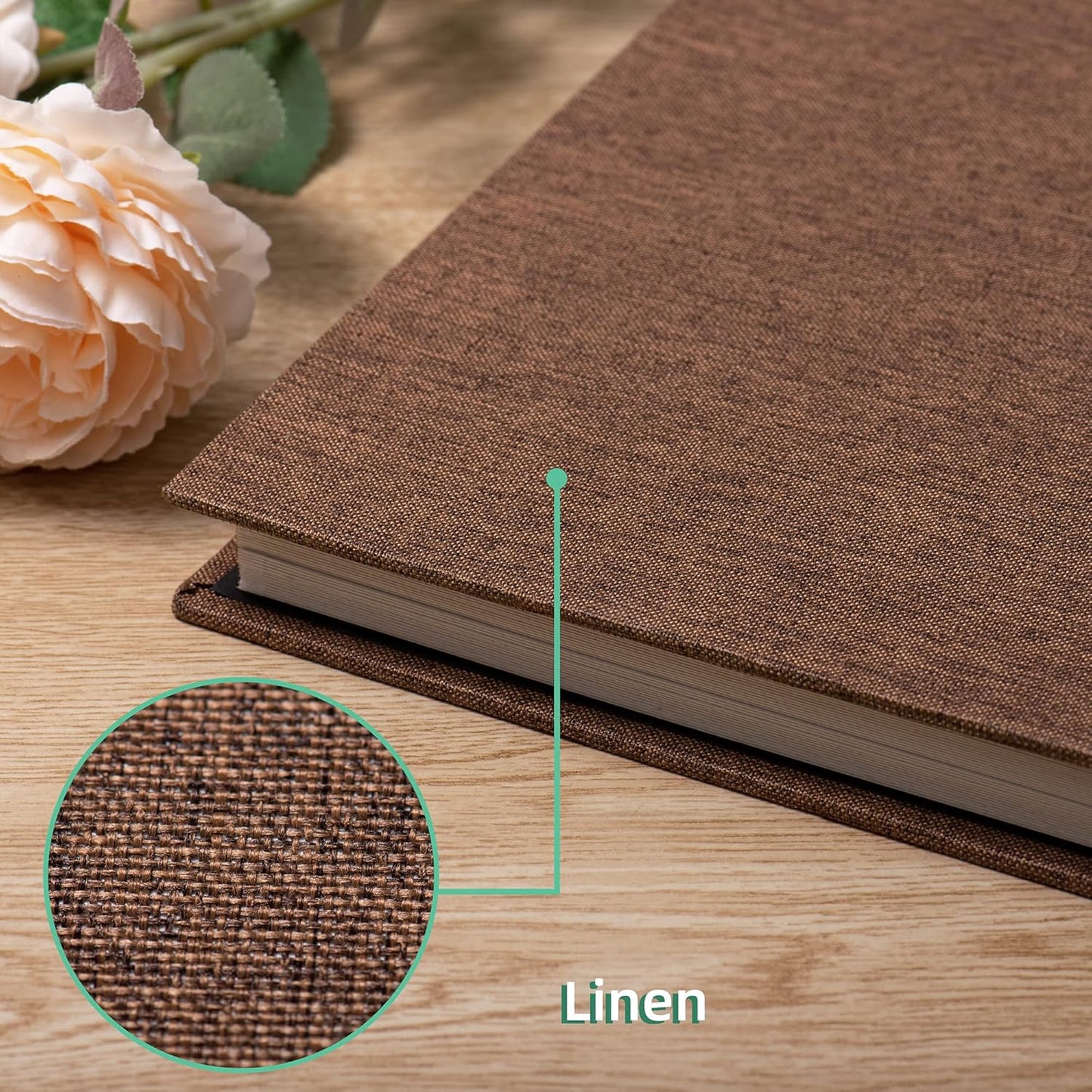 Large Photo Album Self Adhesive Scrapbook Album for 4×6 5×7 8×10 Pictures DIY Magnetic Linen Cover Album 60 Pages for Family Wedding Gifts with Metal Pen and Plastic Board