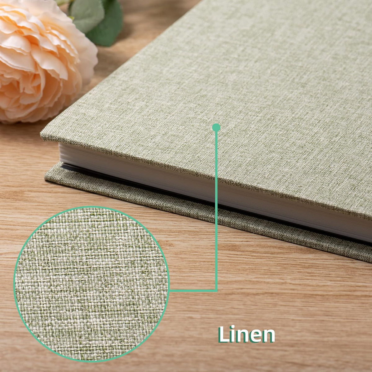 Large Photo Album Self Adhesive Scrapbook Album for 4×6 5×7 8×10 Pictures DIY Magnetic Linen Cover Album 40 Pages for Family Wedding Gifts with Metal Pen and Plastic Board