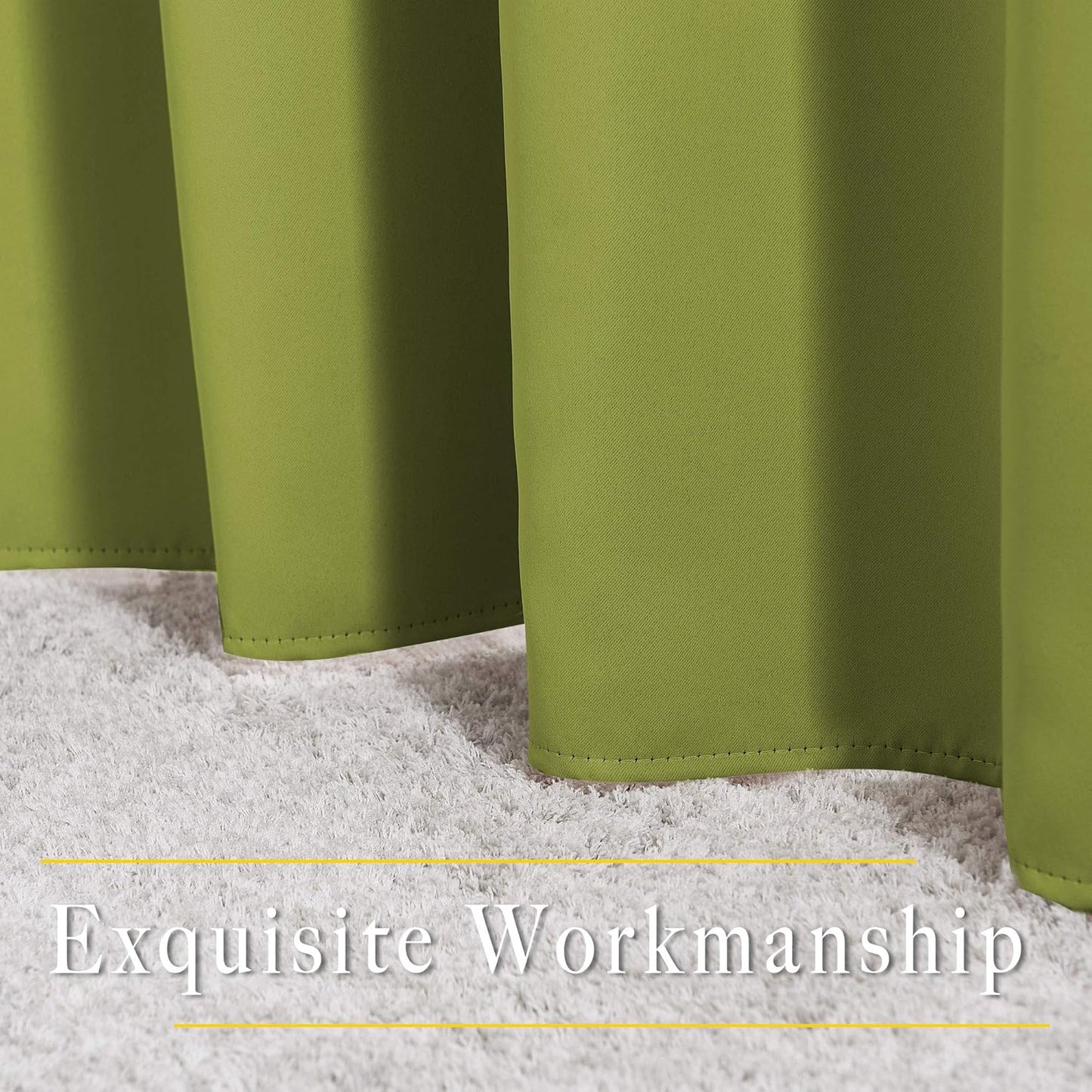 NICETOWN Fresh Green Blackout Curtains for Living Room, Grommet Thermal Insulated Window Drapes Room Divider Blinds Sound Reducing for Living Room, W46 x L102, 2 Pieces