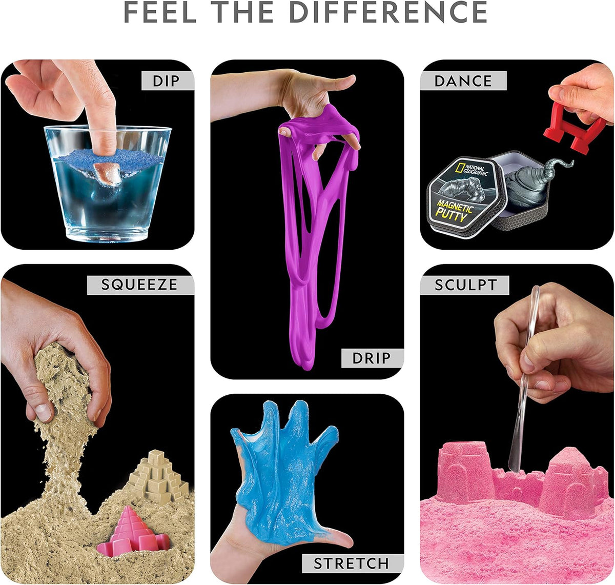 National Geographic Sensory Science Kit - Mega Science Kit, Includes Sensory Play Sand for Kids, Slime, Putty, and Other Projects, Slime Kit for Boys and Girls, Stress Relief Toy (Amazon Exclusive)