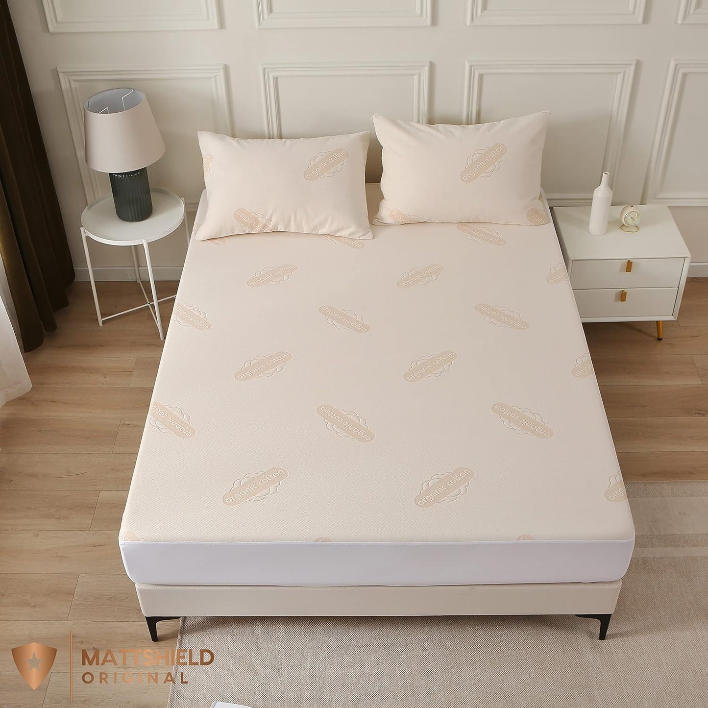 Waterproof Organic Mattress Protector Twin XL - Organic Cotton Breathable Mattress Pad Cover - 250 GSM Comfort - Deep Pocket - Fitted Comfort