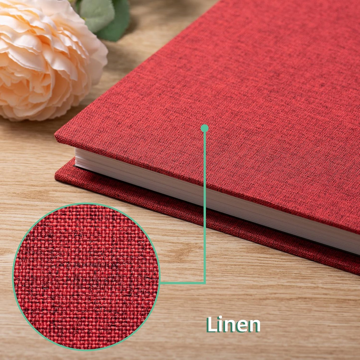 Large Photo Album Self Adhesive Scrapbook Album for 4×6 5×7 8×10 Pictures DIY Magnetic Linen Cover Album 60 Pages for Family Wedding Gifts with Metal Pen and Plastic Board