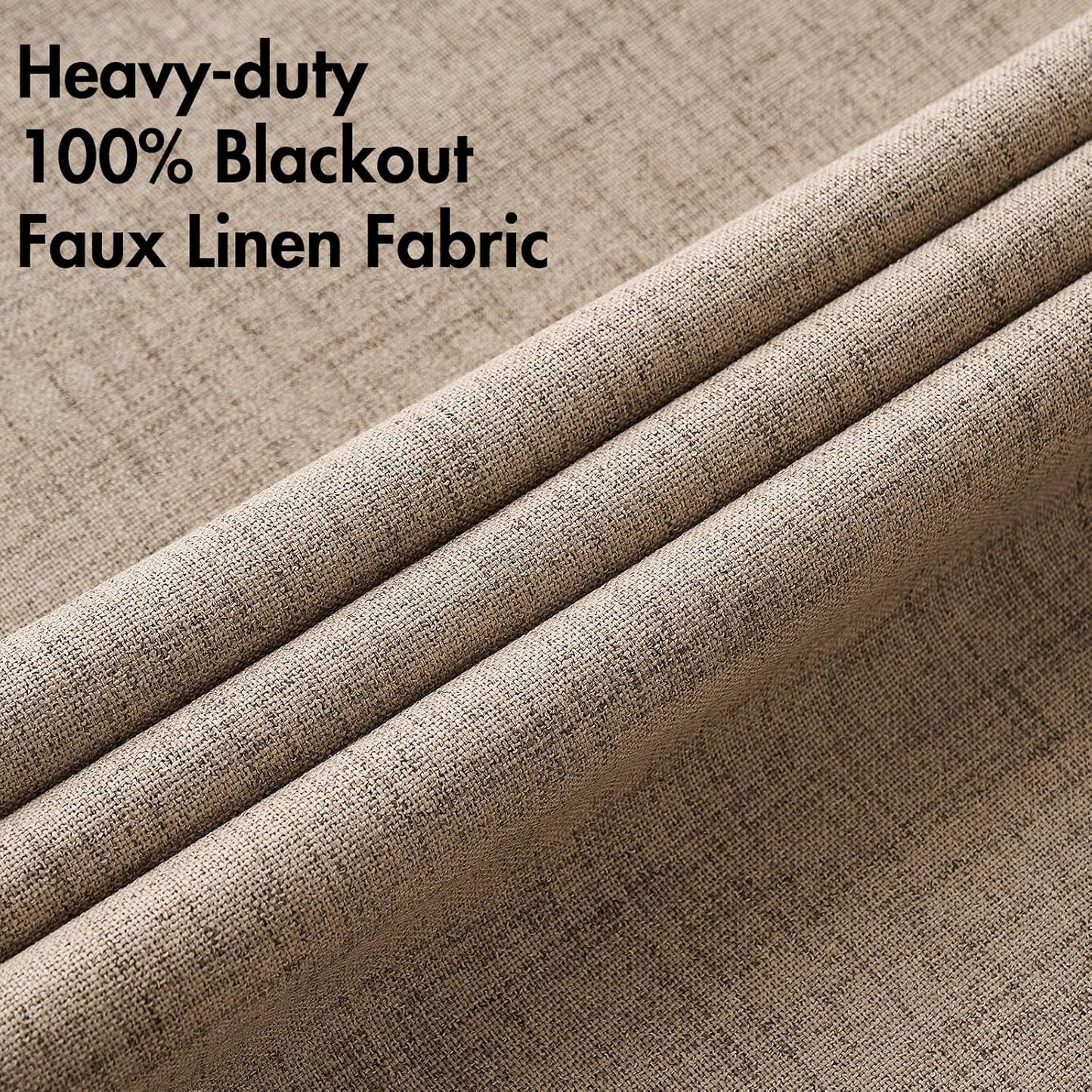 MIULEE 100% Blackout Linen Textured Curtains for Bedroom Solid Thermal Insulated Copper Brown Grommet Room Darkening Curtains & Drapes Luxury Decor for Living Room Nursery 52 x 96 Inch (2 Panels)