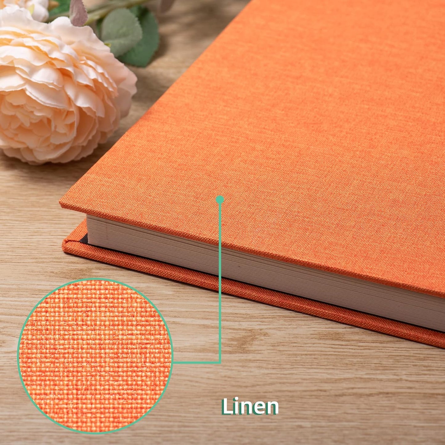 Large Photo Album Self Adhesive Scrapbook Album for 4×6 8×10 Pictures DIY Magnetic Linen Cover Album 40 Pages for Family Wedding Gifts with Metal Pen and Plastic Board