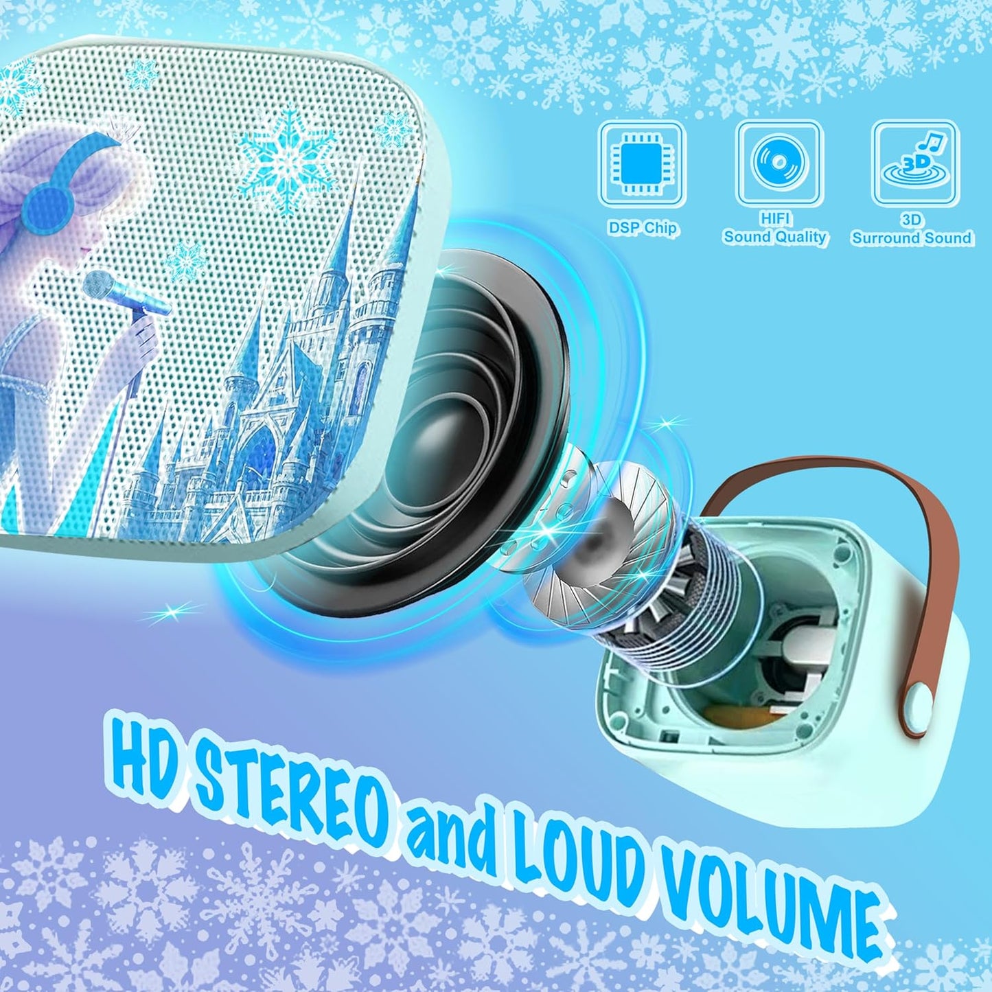 Mini Karaoke Machine for Kids Frozen Toys for Girl Princess Toys 3 4 5 6 7 8 9 10 Year Old Girl Birthday Gifts Kids Toys Toddler Wireless Microphones