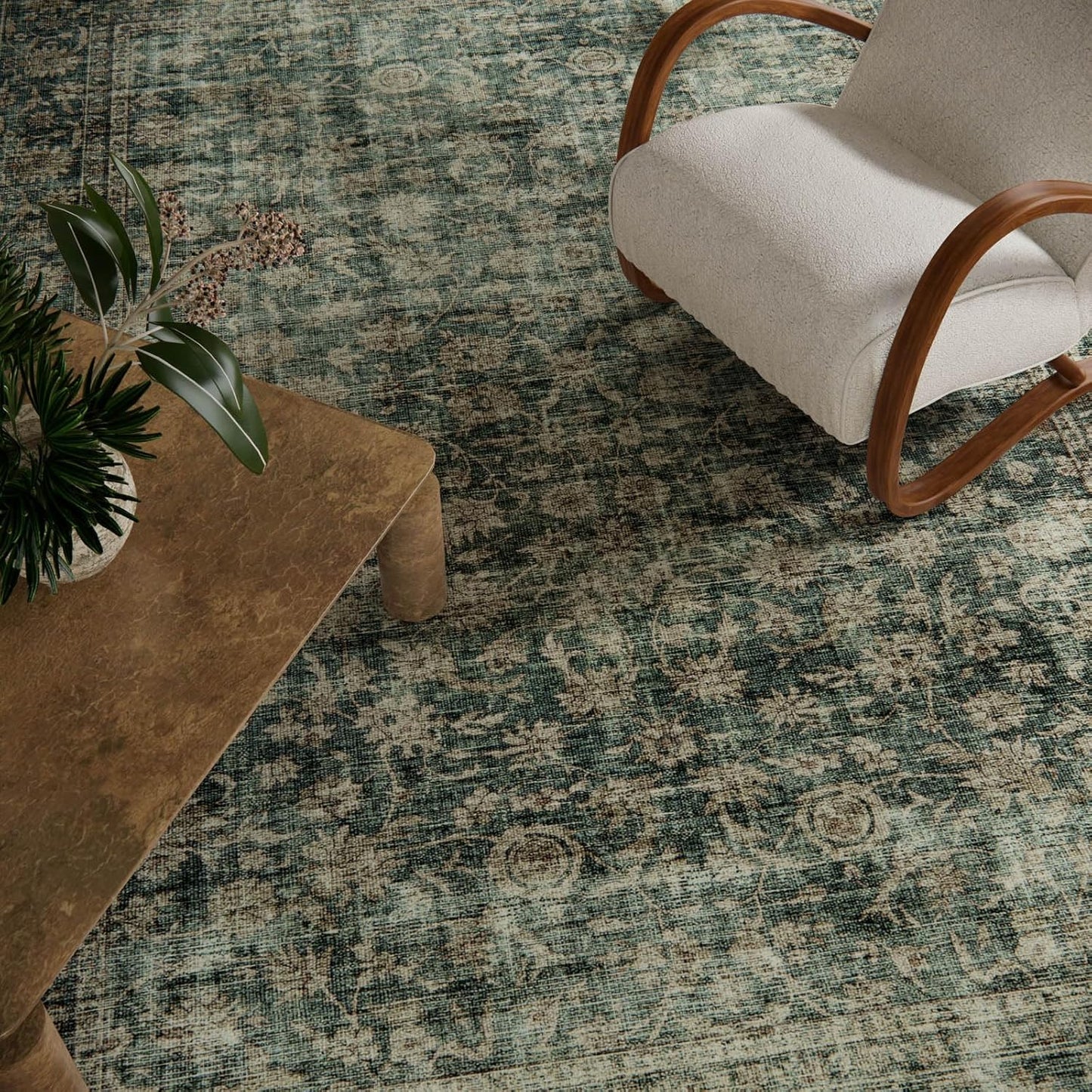 Washable Living Room Area Rug: 5x7 Rugs for Bedroom Vintage Stain Resistant Non Slip Low Pile Lightweight Boho Carpet for Kitchen Dining Room Farmhouse Kids Room Nursery