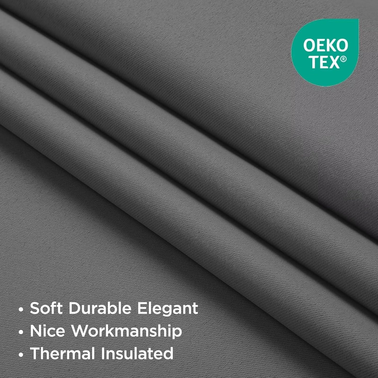 Joydeco 72 Inch Blackout Curtains for Bedroom, Thermal Insulated Black Out Curtains 2 Panels Set, Room Darkening Drapes for Living Room Window Rod Pocket Back Tab (W37 x L72 Inch, Light Grey)