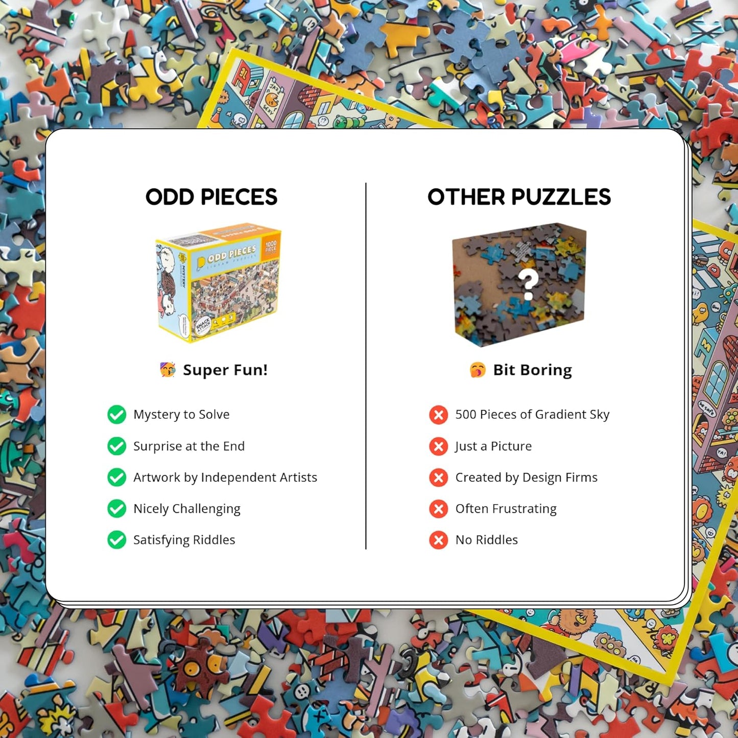 Jigsaw Puzzles 1000 Pieces - Magic Mystery Story Secret Ending Puzzle - Perfect Game Night for Adults & Kids - Funny Space Cartoon Theme (AstroGastro)