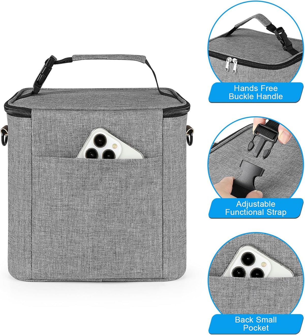 Accmor Breastmilk Cooler Bag with Ice Pack, Baby Bottle Cooler Bags, Insulated Bottle Cooler Tote Bags On The Go, Fits 6 Large 9oz Bottles, for Nursing Mom Daycare Travel, Grey