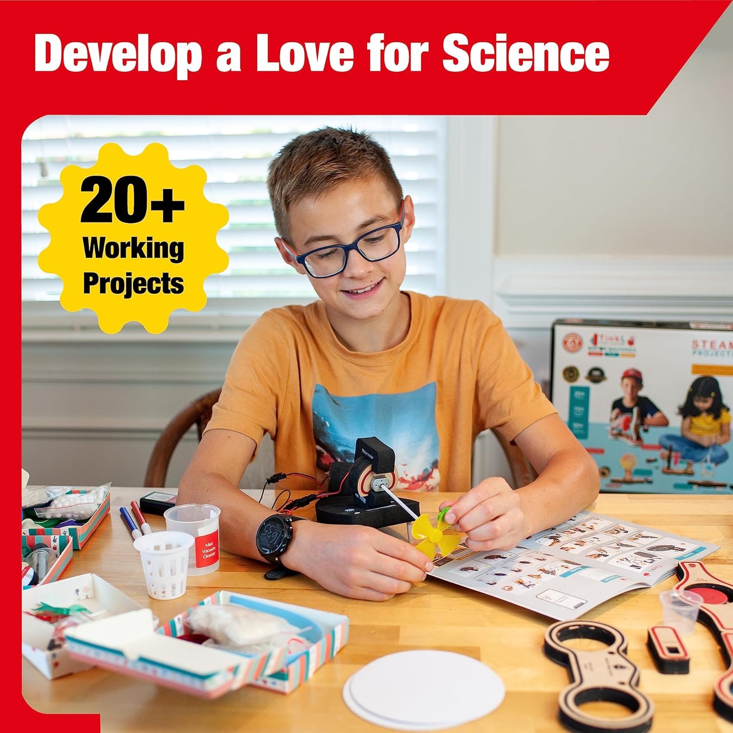 Butterfly EduFields 20in1 Motor Machines STEM Projects Kit for Kids Age Ages 5-7 6-8 8-10 | STEM Toys for Kids 5 6 7 8 9 10 Year Old | Robotics & Engineering Toys | Gift for 6 7 8 9 10 Year Old