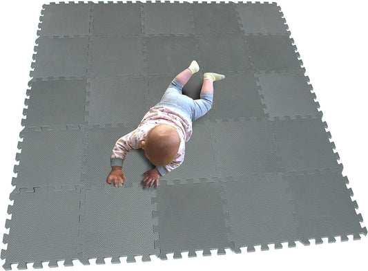 MQIAOHAM® 25 Pieces Puzzle Play Mats, Soft Baby Play Mat, Kids Interlocking Foam Floor Tiles, Toddlers Carpet Playmats G301025-112