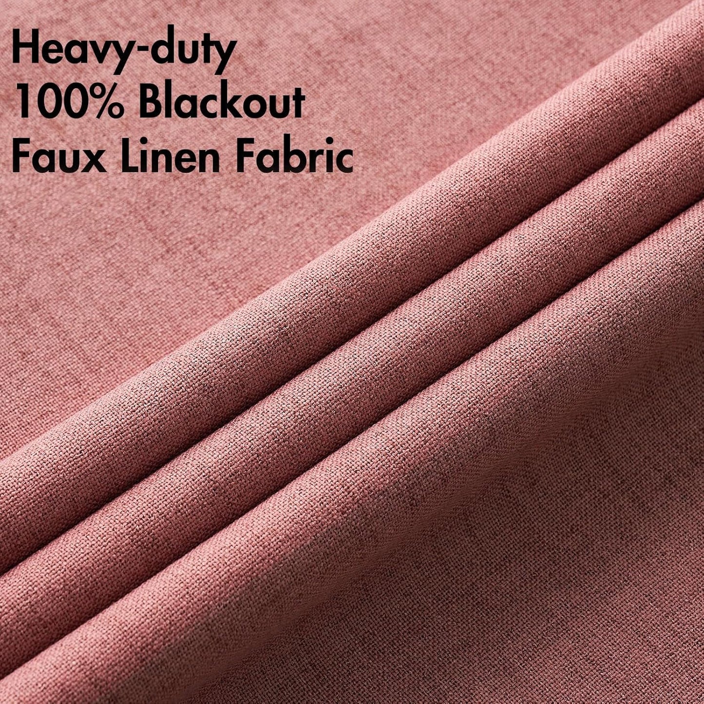 MIULEE 100% Blackout Linen Textured Curtains for Bedroom Solid Thermal Insulated Dusty Rose Grommet Room Darkening Curtains & Drapes Luxury Decor for Living Room Nursery 42 x 90 Inch (2 Panels)