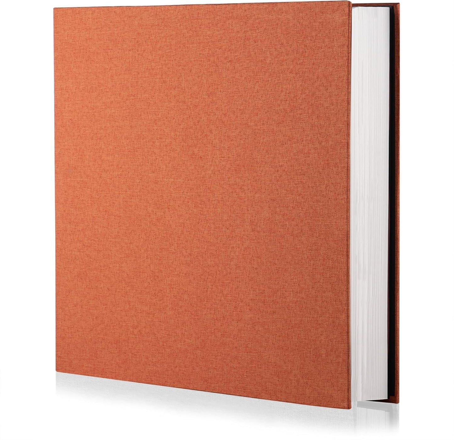 Photo Album Self Adhesive Scrapbook Album for 4×6 Pictures DIY Magnetic Linen Cover Album 15 Sheets/30 Blank Pages for Family Wedding, Birthday, Christmas, Anniversary (Orange)