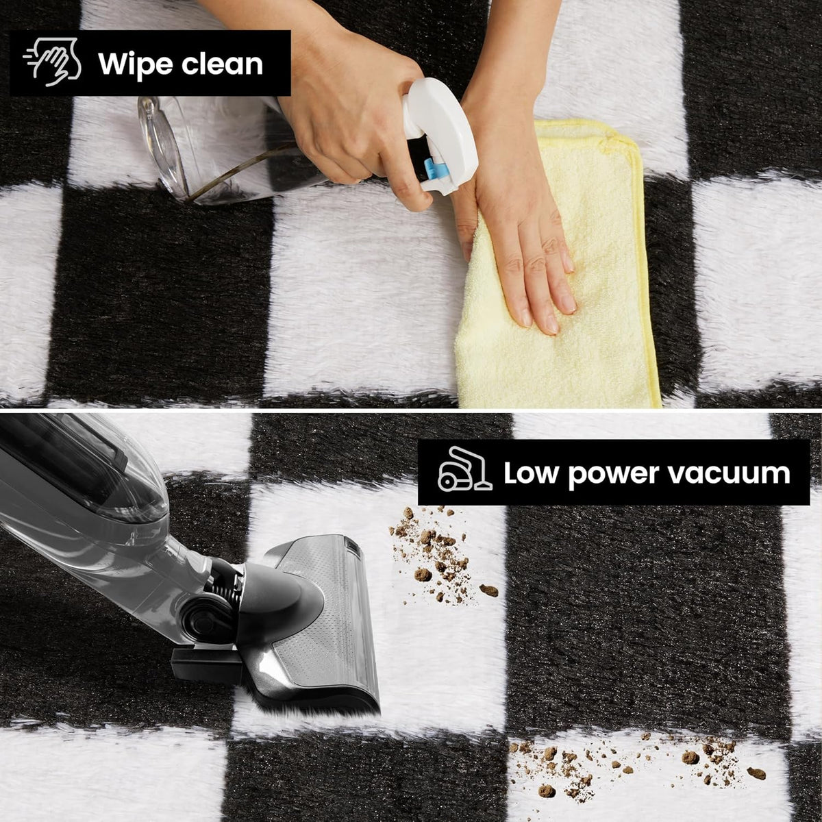 Super Soft Rug for Bedroom, 8x10 Ft Black and White Area Rug Classic Checkered Shaggy Anti-Skid High Pile Soft Fluffy Rug Fuzzy Carpet for Living Room Bedroom Kids Room Nursery, Dorm Home Decor