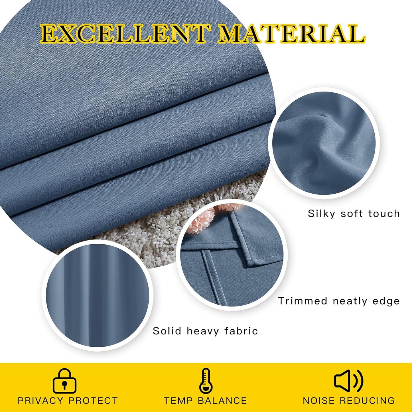 NICETOWN Patio Blackout Curtain Panels - Thermal Insulated Grommet Blackout Drapes Light Blinds Room Darkening Window Treatments for Villa/Cottage (2 Panels, W80 x L95, Stone Blue)
