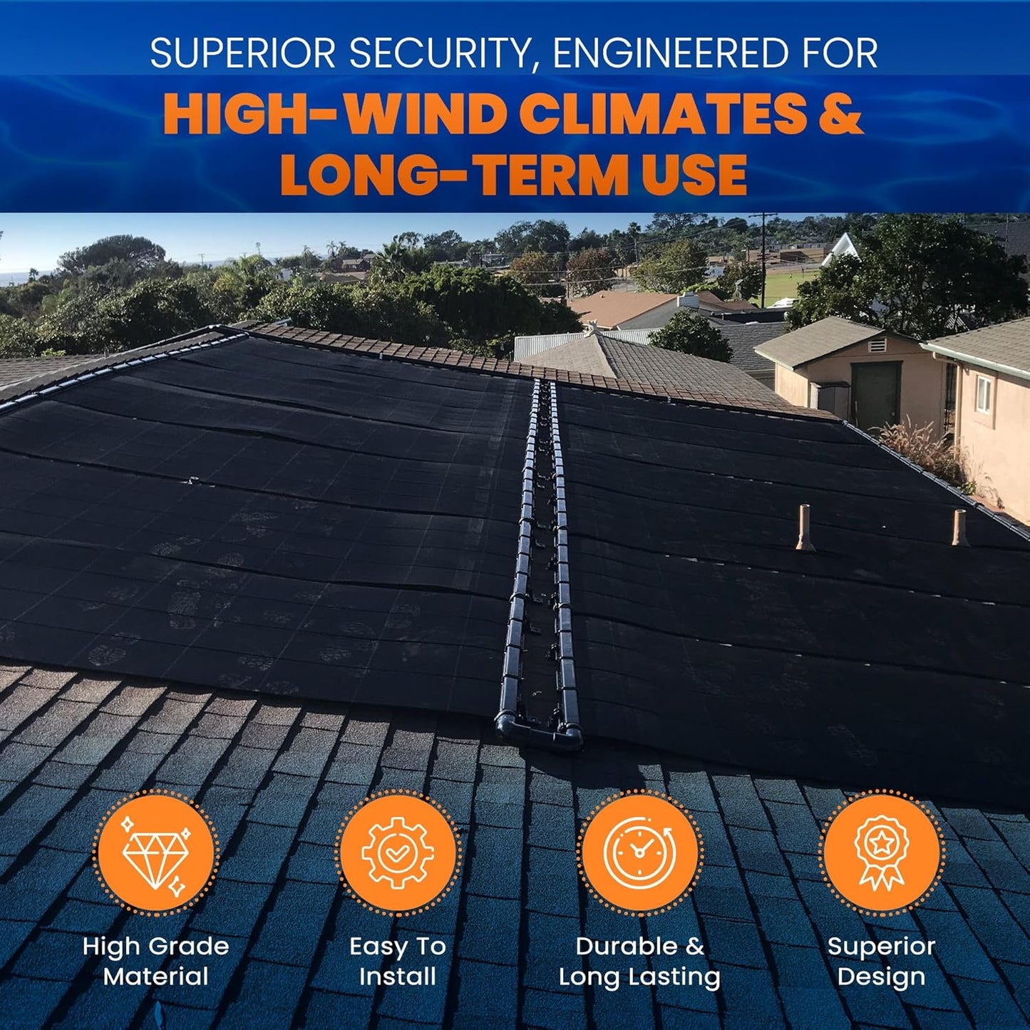 Industrial Grade Solar Pool Heater DIY Kit - Superior High-Wind Strapless Mounting System & Maximum Freeze Resistance (10-4'x12.5' / 500 Square Feet)