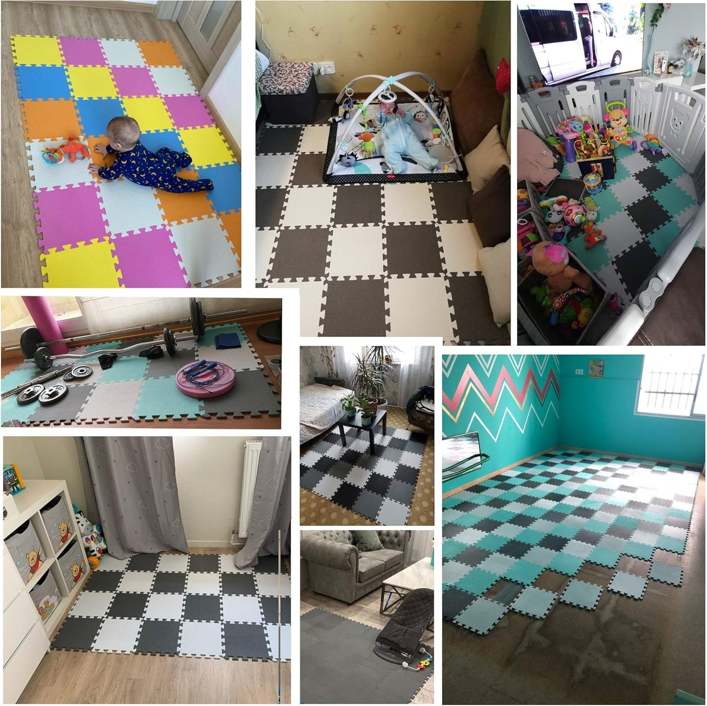 YIMINYUER® 20 Tiles (30cm×30cm×1cm Each Tile) Baby Soft Puzzle Play Mats, Kids Thick EVA Foam Floor, Toddlers & Children's Soft Interlocking Mat R01R04R11G301020