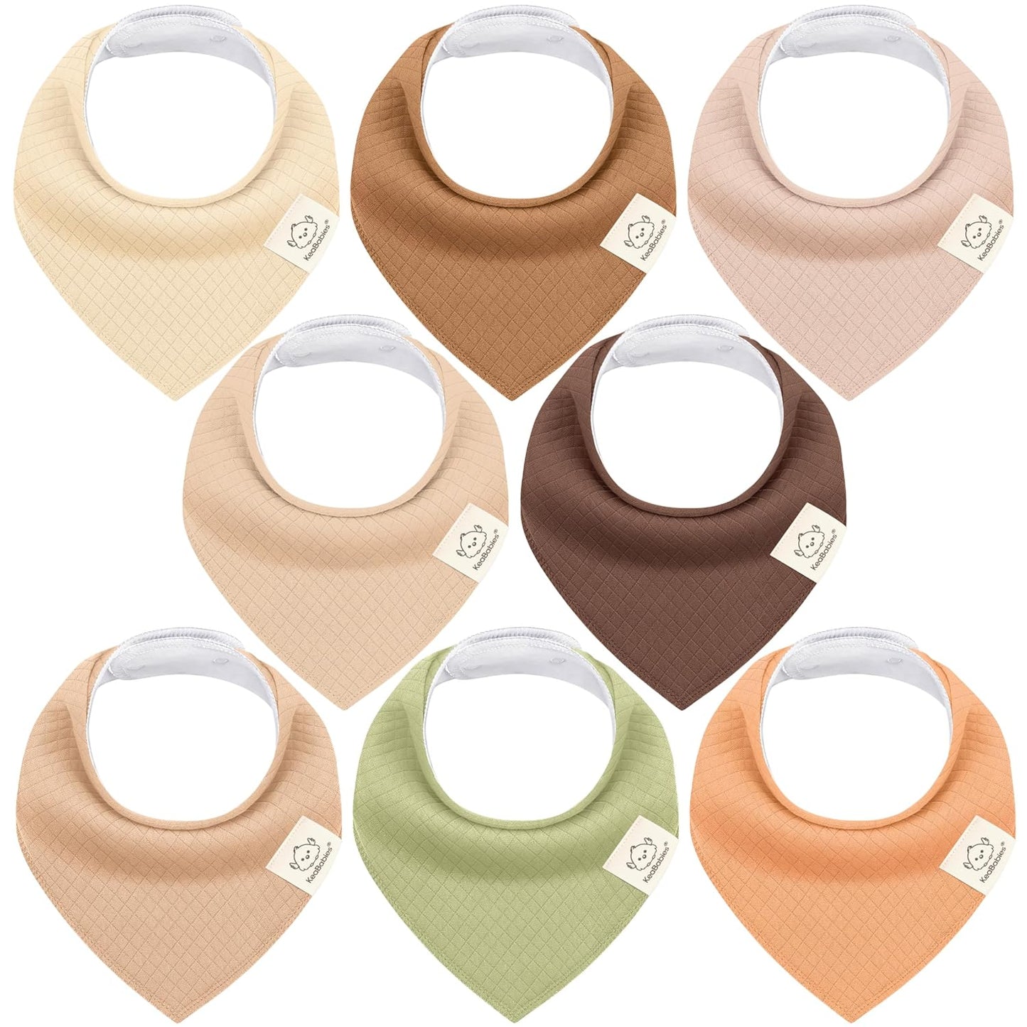 KeaBabies 8-Pack Bandana Bibs for Baby Girls, Boys - Organic Cotton Baby Bibs for Drooling & Teething Newborn, Toddler, Infant 0-36 Months, Extra Soft, Absorbent Cloth with Snaps (Driftwood)