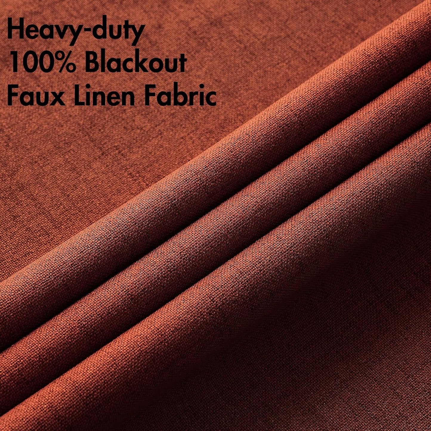 MIULEE 100% Blackout Linen Curtains for Bedroom Thermal Insulated Burnt Orange Grommet Room Darkening Curtains & Drapes Rust Terracotta Fall Decor for Living Room Nursery 52 x 84 Inch (2 Panels)