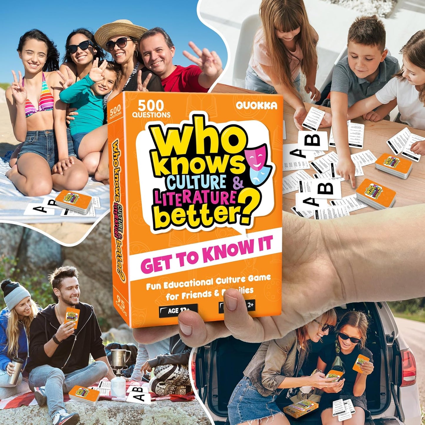 QUOKKA Board Games for Kids 8-12 and Family - Educational Card Game for Kids Age 12+ - Who Knows Culture and Literature Better? - 500+ Questions - Trivia for Family Game Night and Travel Fun