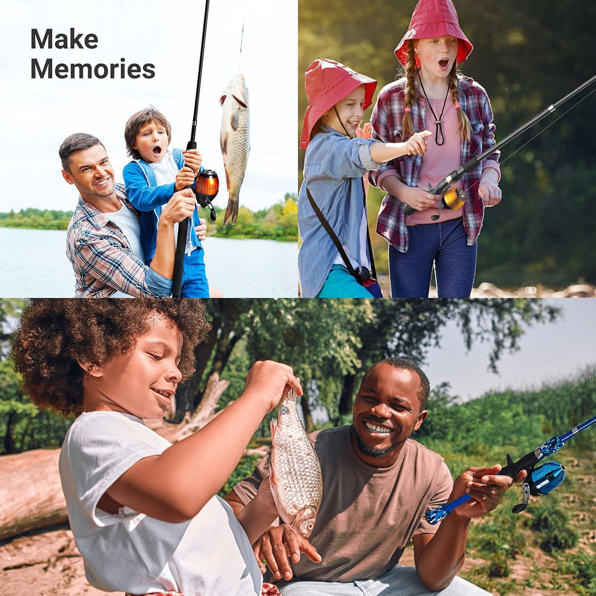 Kids Fishing Pole, Kids Portable Telescopic Fishing Rod Set, Tackle Box and Fishing Net Combo Kit, Kids Fishing Gear for Boys and Girls Age 5-10 and Youth