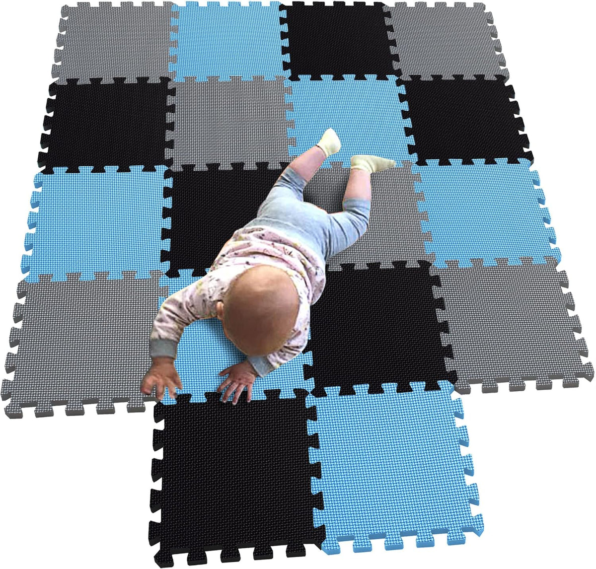 MQIAOHAM® 18 Pieces Puzzle Play Mats, Soft Baby Play Mat, Kids Interlocking Foam Floor Tiles, Toddlers Carpet Playmats G301018-104107112