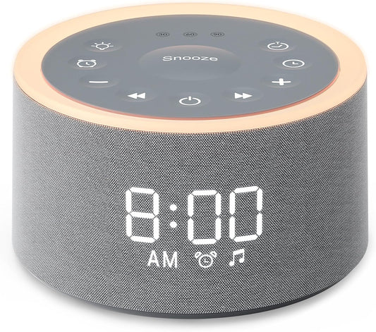 Dreamegg D1+ Sound Machine & Alarm Clock - Sound Machine for Sleep, White Noise Machine with 29 Soothing Sounds, Night Light, 0-100% Dimmable, White Noise Alarm Clock for Bedrooms Adults Baby