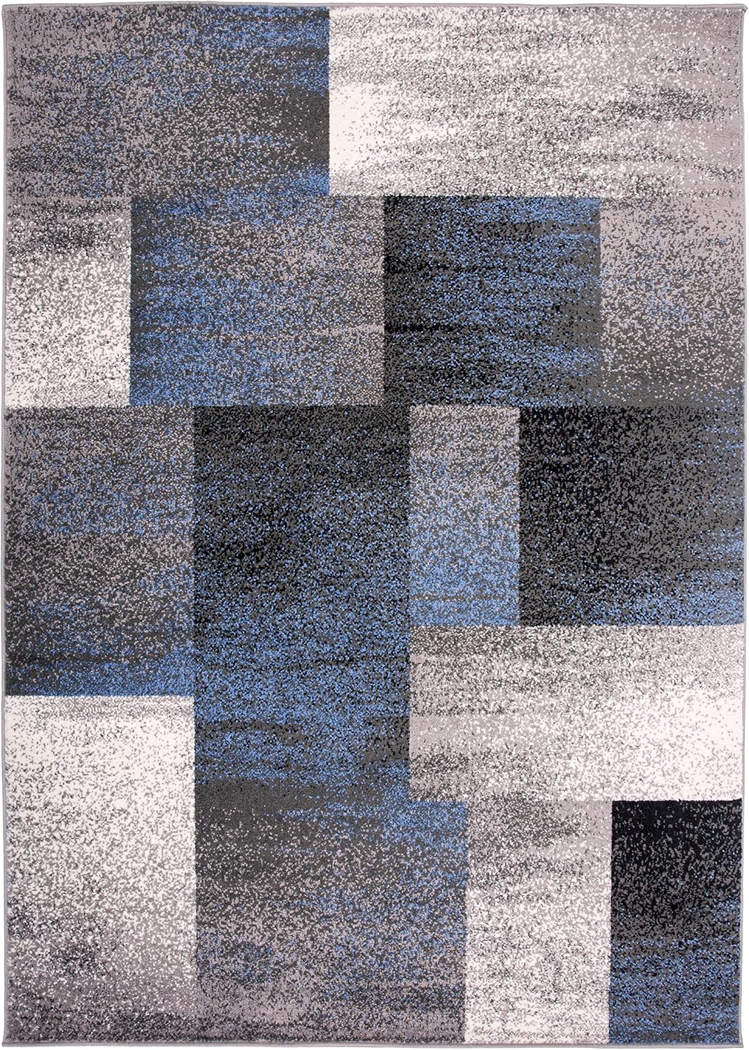 Rugshop Modern Distressed Boxes Area Rug 7' 10" x 10' Blue